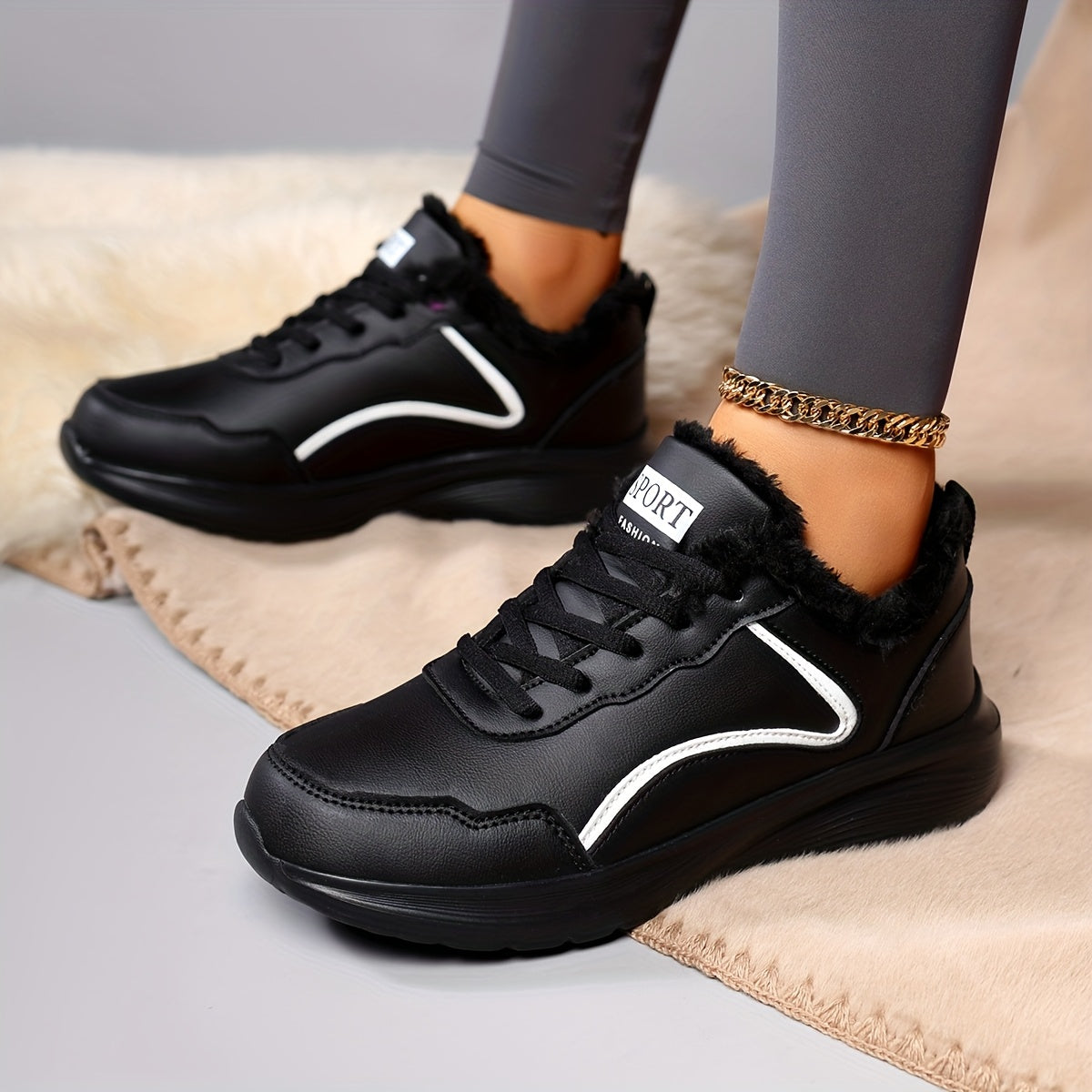 Women'S Winter Snow Boots - Thick Platform Sole for Traction, Lightweight Cold Weather Shoes with Lace-Up Closure, Slip-Resistant EVA Outsole - All- Synthetic faux leather-like Upper - Warm Insulated for Running, Hiking, Ever