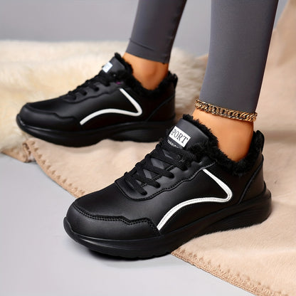 Women'S Winter Snow Boots - Thick Platform Sole for Traction, Lightweight Cold Weather Shoes with Lace-Up Closure, Slip-Resistant EVA Outsole - All- Synthetic faux leather-like Upper - Warm Insulated for Running, Hiking, Ever