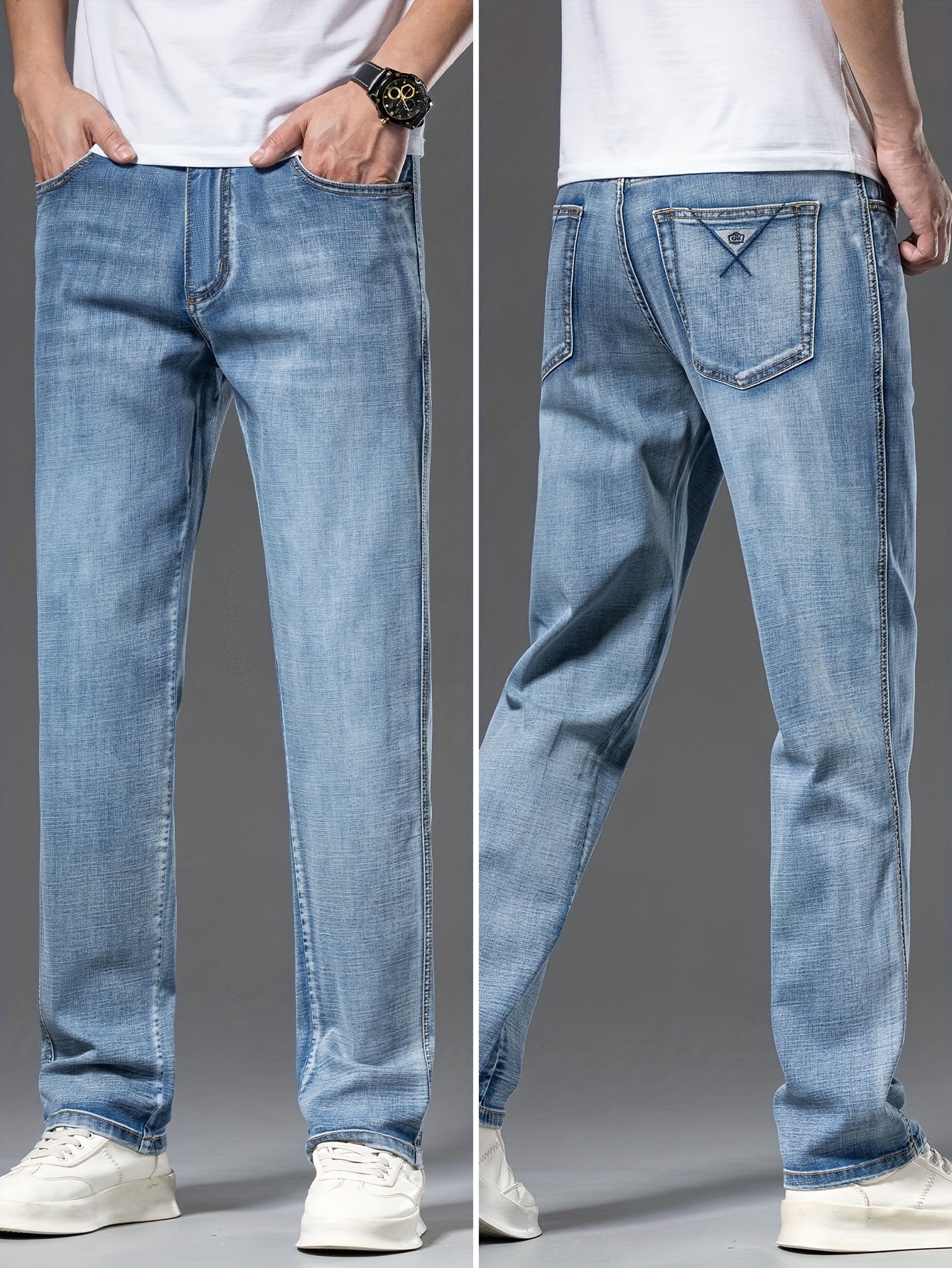 Geng Yuanshi High-End Summer Men's Jeans New Trend Fashion Straight-Leg Light Business Stretch Denim Pants