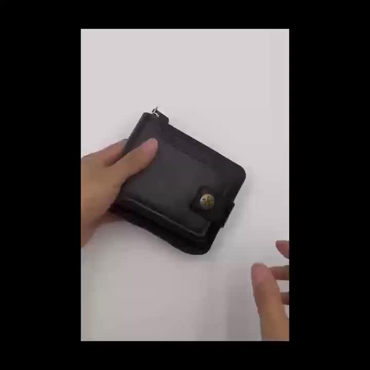 Personalized Retro Men's Zipper Wallet with Golden-Tone Chain & Custom Initials - Faux Leather Business Wallet with Multiple Compartments, Coin Pocket & Secure Closure - Ideal Gift for Men (Black/Brown) - Hand Washable & Dura