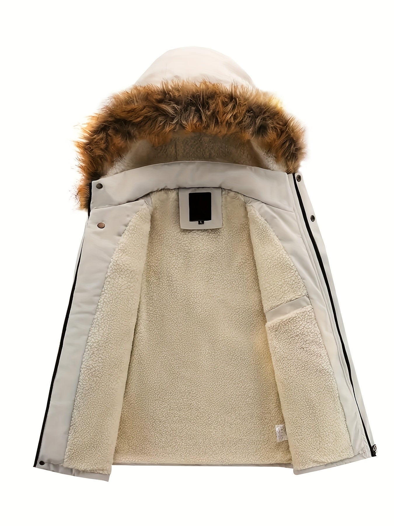 Men's Thermal Fleece-Lined Parka Jacket - Casual Outdoor Hooded Coat with Multiple Pockets, Detachable Bomber Style for Winter Adventures