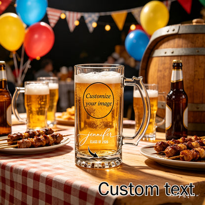 Custom Large-Capacity Beer Mug with Personalized Image & Text