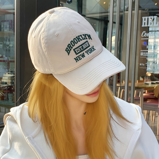 Brooklyn NY Embroidered Baseball Cap, Unisex Polyester Cotton Blend, Lightweight Breathable Sport Cap, Adjustable One Size, Hand Washable, Perfect for Valentine'S Day - Lightweight & Inelastic