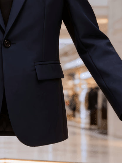 Men's Casual Slim Fit Solid Color Suit Jacket - Lightweight