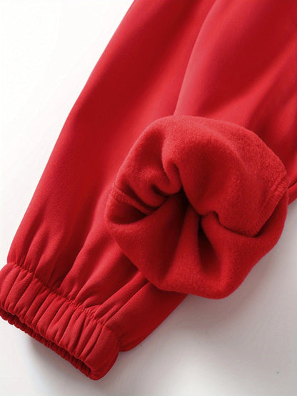 Women'S Cozy Fleece Hoodie & Sweatpants Set - "It'S the Most Wonderful Time of the Year" with Gingerbread House & Christmas Tree Design, Warm Long Sleeve Pullover with Drawstring Waist, Perfect for Fall/Winter, Christmas Paja