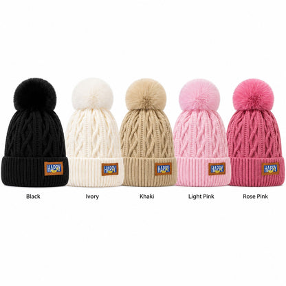 Women’s Lightweight Knit Pom-Pom Winter Hat - Warm & Trendy