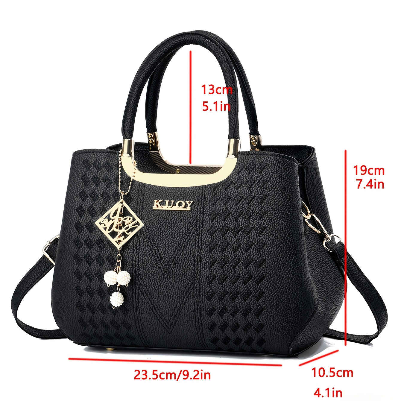 Women's Lightweight PU Three-Piece Bag Set with Removable Strap