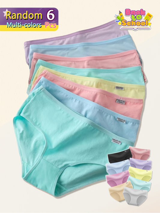 Girls' Soft Polyester Triangle Briefs - 6 Colors, All-Season Knit