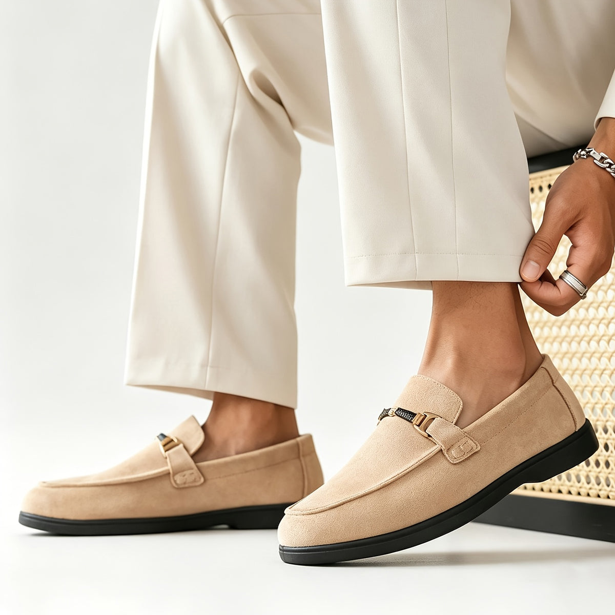 Men's Classic Slip-On Loafers with Comfortable Fabric Upper