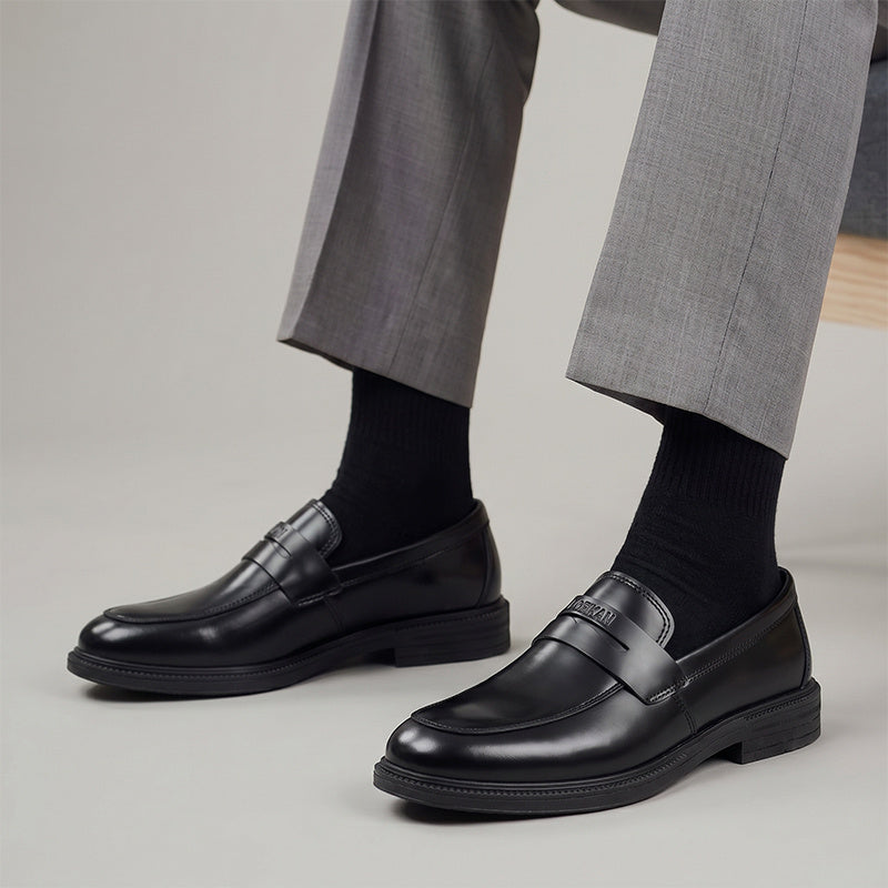 Men's British Retro PU Flat Shoes Slip-On Business Style