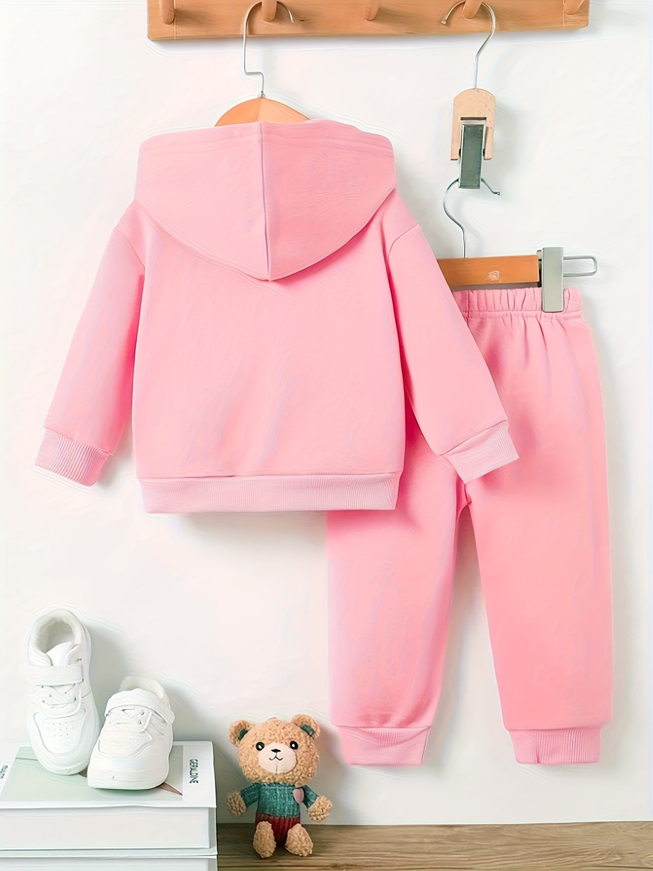 Infant Toddler Fleece Hoodie & Pants Set Cartoon Cat Casual