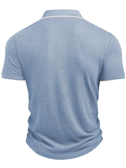 Men's Summer Casual Polo Shirt with Contrast Collar