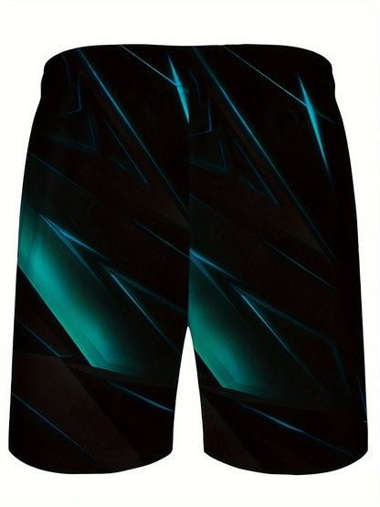 Men's Quick-Dry Gradient Swim Trunks with Pockets and Drawstring