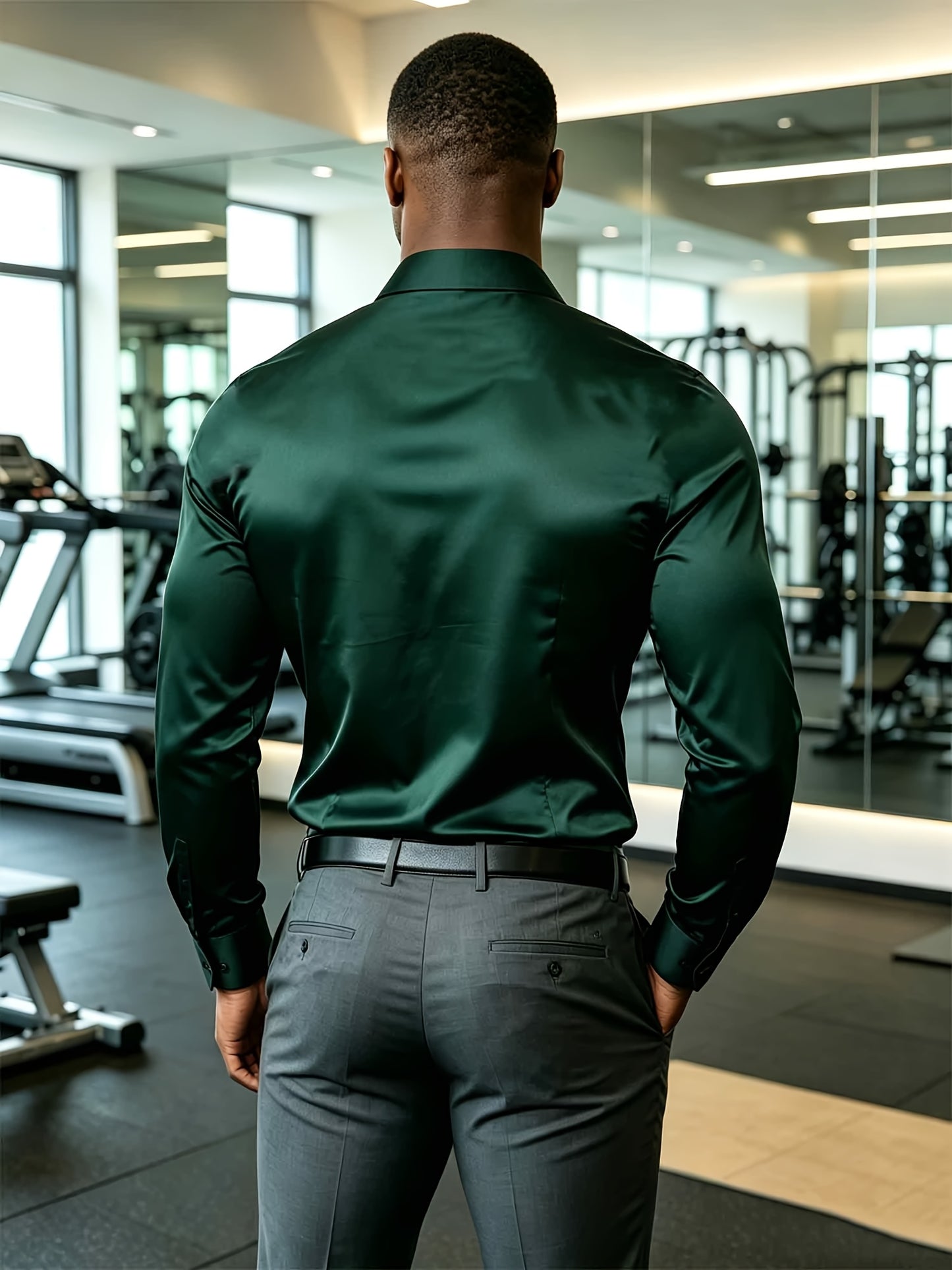 Men's Casual Long Sleeve Button-Up Solid Color Shirt