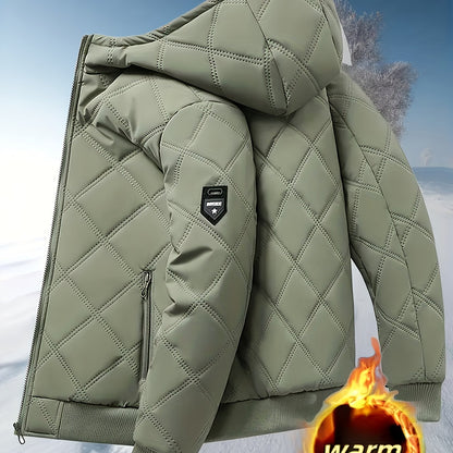 Men'S Heavy-Duty Winter Jacket with Full-Zip Hooded Coat - Thermal Insulated Cold Weather Outerwear, Full-Zip Closure & Zippered Pockets, Machine Washable