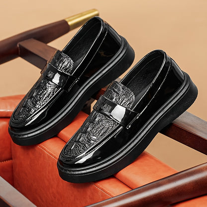 Men's Black PU Leather Casual Business Lace-Up Shoes