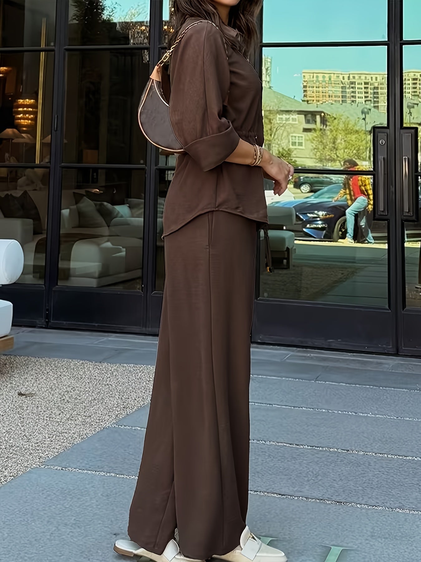 Women’s Spring Summer Casual Button Front Two-Piece Set