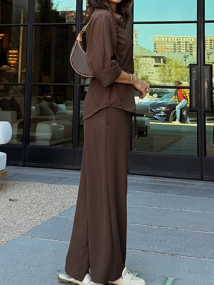 Women’s Spring Summer Casual Button Front Two-Piece Set