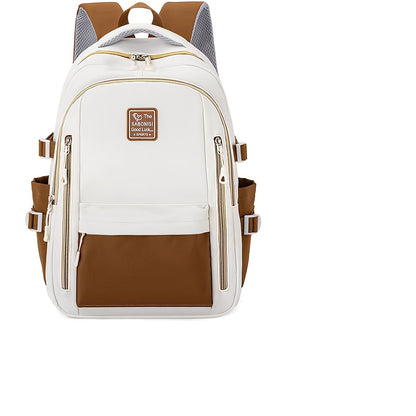 Visually Appealing Two-Tone Travel Backpack - Durable, Nylon, Lightweight with Adjustable Straps, Large Capacity School Bag for Students (No Charm), Casual Daypack Organized Storage Bag, Backpack for School