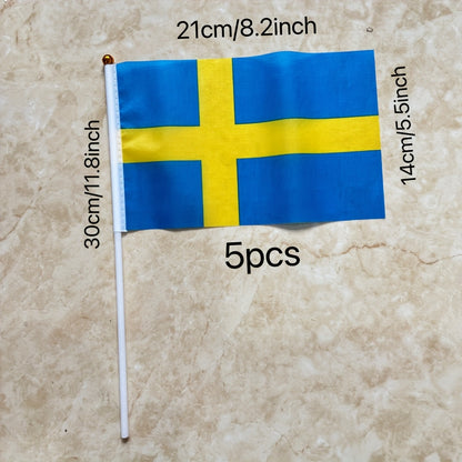 Swedish Polyester Hand Flags 14x21cm for Events & Parties