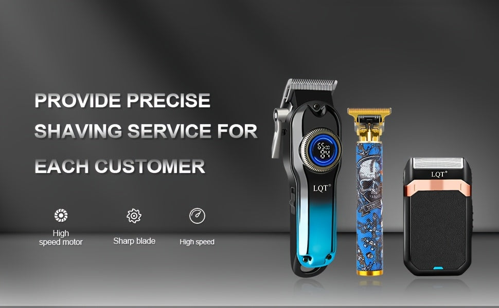 LQT 1pc/2pcs/3Ppcs Electric Hair Clipper Set/Designed for Men/Unique Graffiti Style/Men'S Grooming Kit/Beard Trimmer And Razor/Portable Home Hairdressing Tool/Men'S Gift/Father'S Day/Birthday Gift/Christmas Gift - ayq