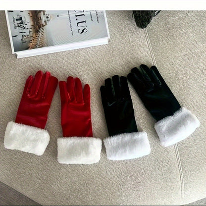 Christmas Velvet Luxury Gloves for Men and Women - Soft Warm Touchscreen Gloves, Suitable for Cold Weather, Outdoor Activities, Driving Warm Winter Gloves - Ideal Christmas, Valentine'S Day Gift, Christmas Glove, Glove, Elega