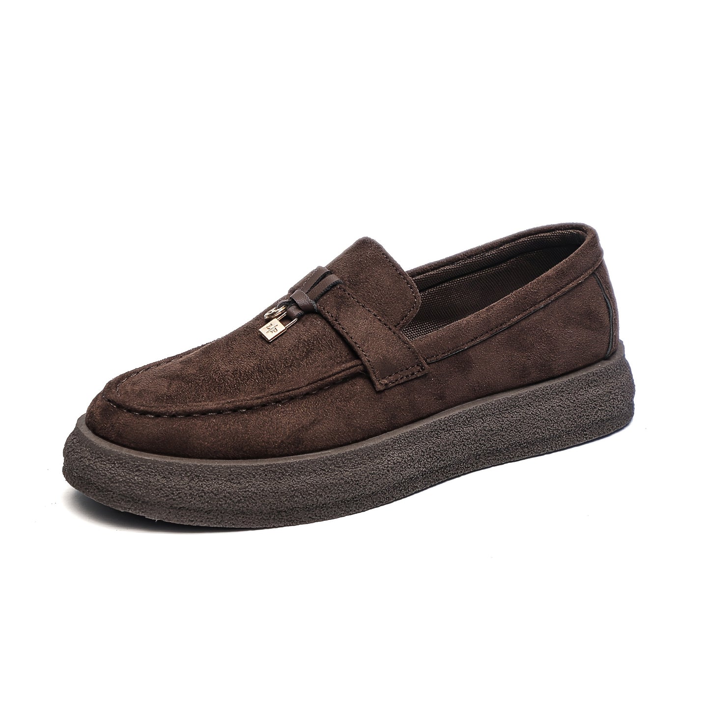 Men's Platform Casual Loafers with Metal Pendant Slip-On Shoes