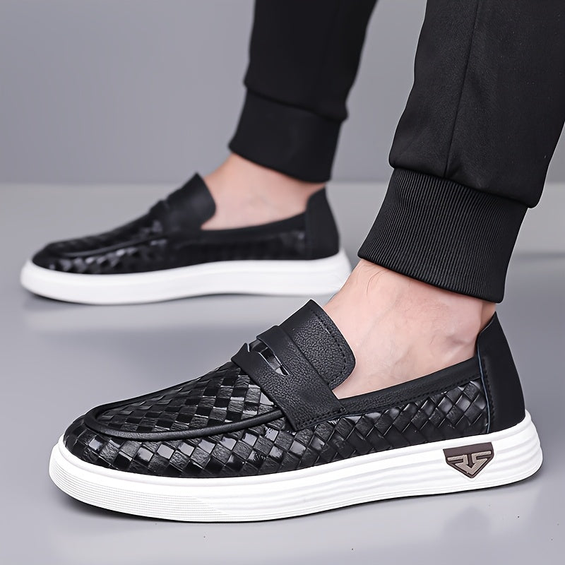 Men's Casual Slip-On Loafers in Microfiber Synthetic Leather