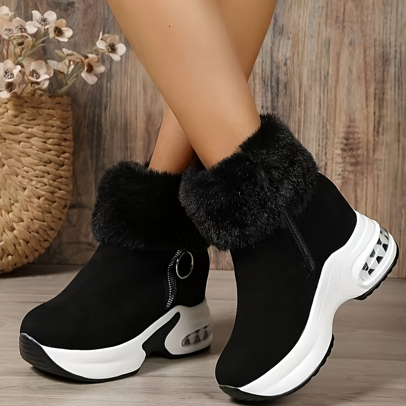 Women's Mid-Calf Boots, Winter New Arrival Thick-Soled Fleece-Lined Warm Short Ankle Boots with Extra Padding