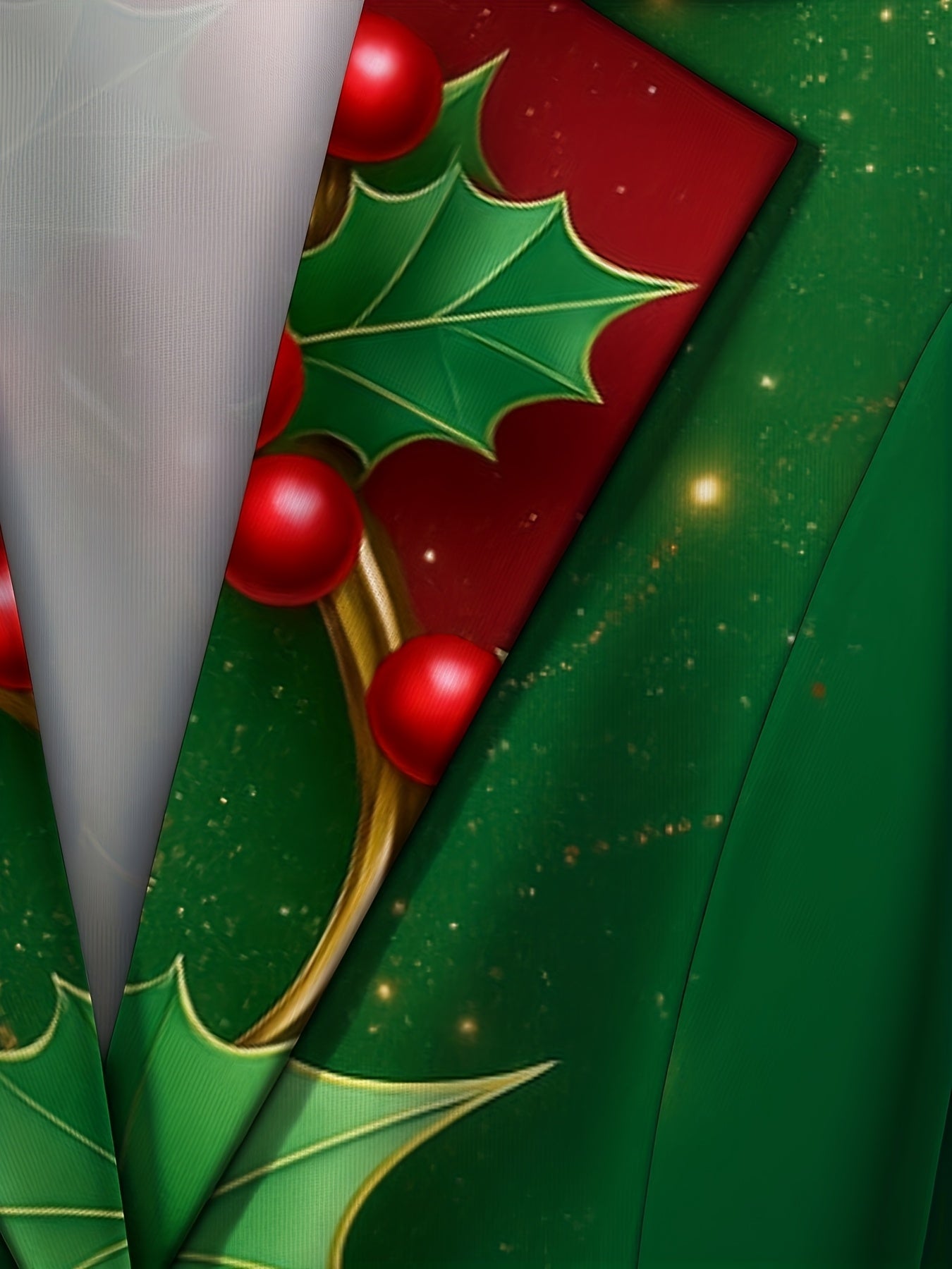 Women's Elegant Red/Green Holly Berry Jacket & White Pants Suit - X-Line Tailored Blazer with Collar, -Tone Buttons, -Free Winter Coat for, Weddings, Parties - Machine Washable Autumn Winter Outfit