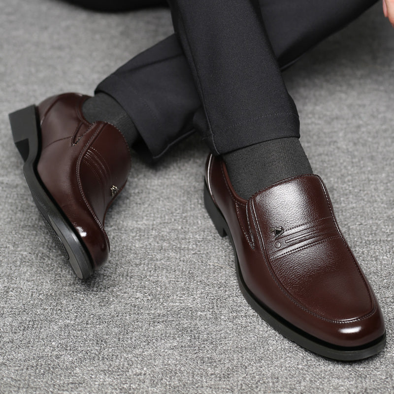 Men's Elegant PU Lace-Up Office Shoes All-Season Formal Footwear