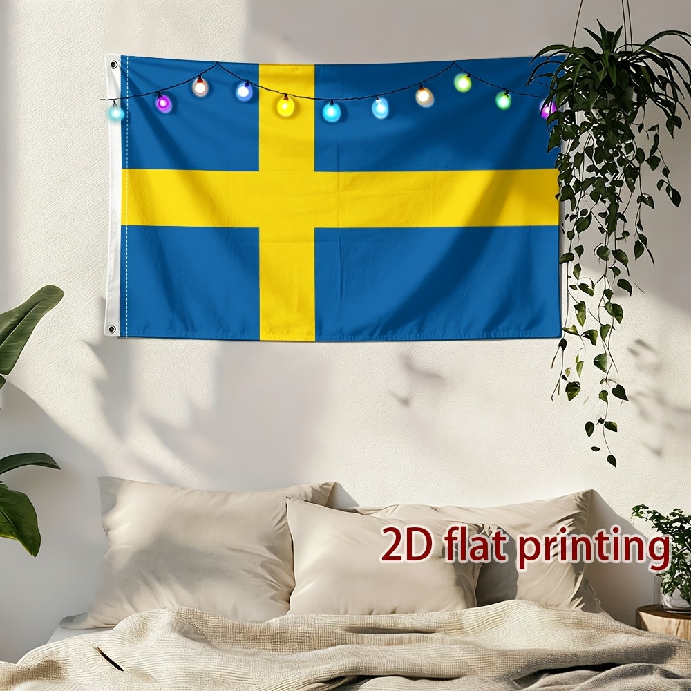Swedish Flag Polyester Decorative Fan Support Flag for Sports