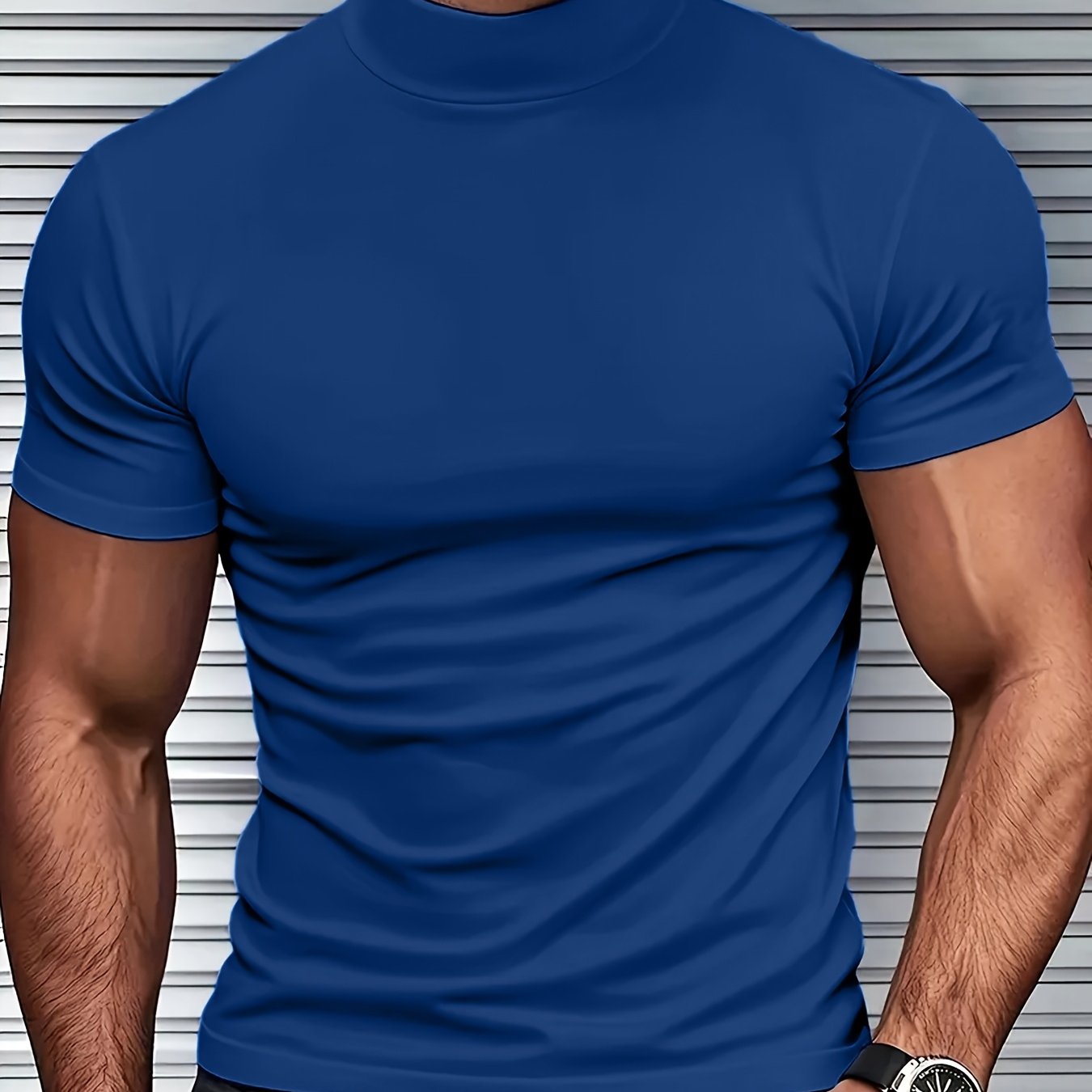 Men's High-Neck Short-Sleeve T-Shirt for Spring and Summer - Fashionable, Comfortable, and Essential for Casual Wear - ayq