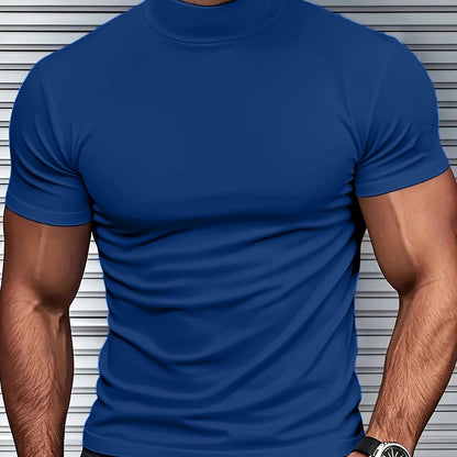 Men's High-Neck Short-Sleeve T-Shirt for Spring and Summer - Fashionable, Comfortable, and Essential for Casual Wear - ayq