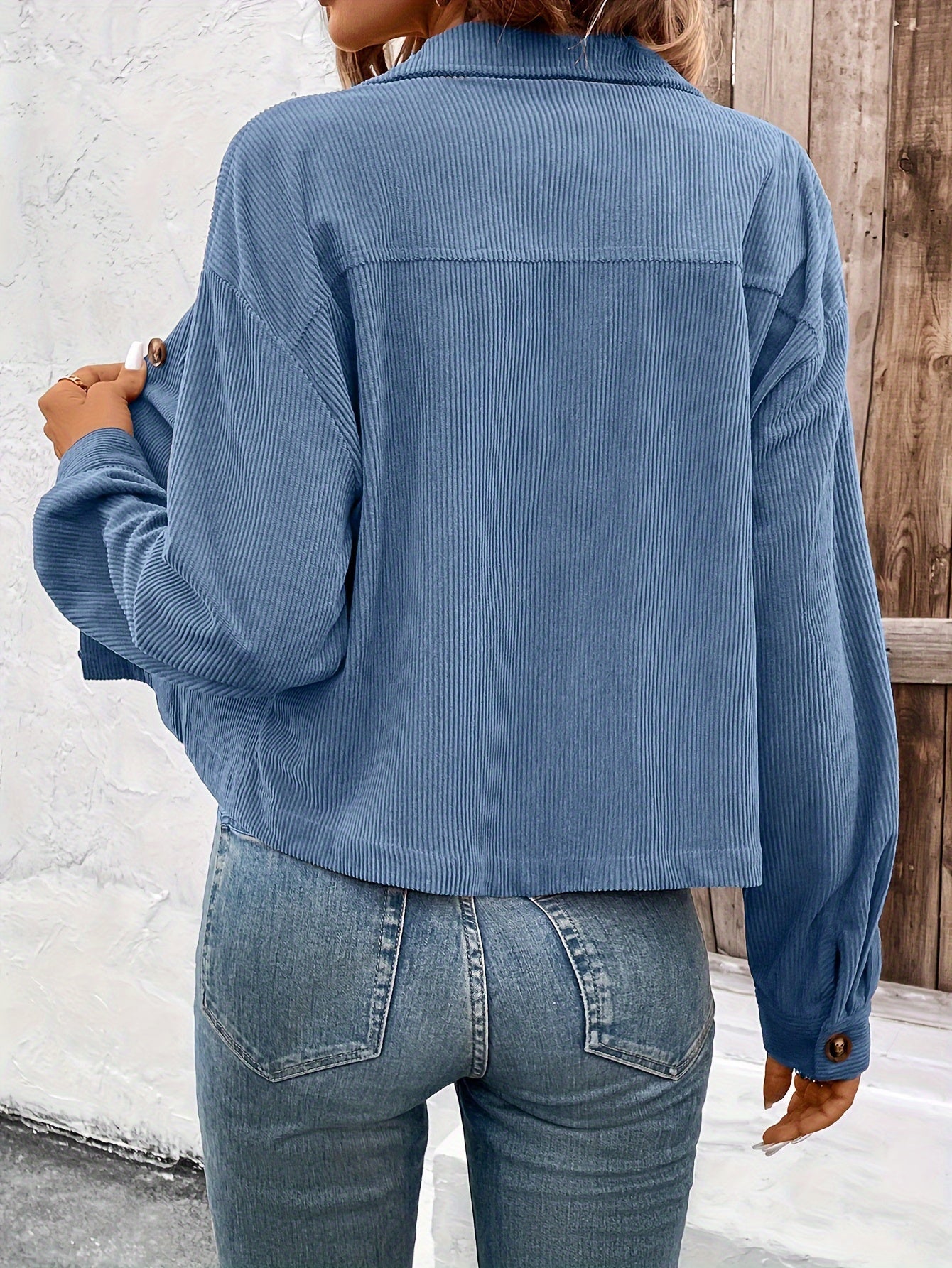 Women'S Elegant Pink Button-Up Jacket with Flap Pockets - Casual Fall Outerwear, Long Sleeve, Button Detail, Polyester Blend, Machine Washable, Casual Outerwear | Buttonup Jacket | Polyester Blend Jacket