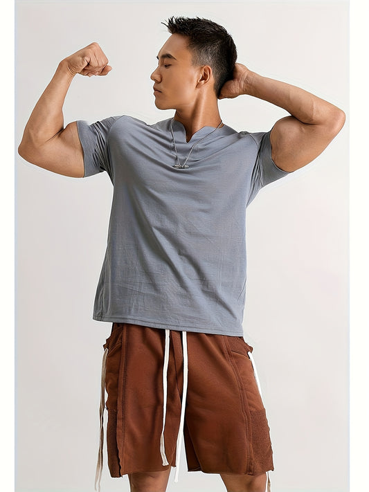 Men's Quick-Dry Gym T-Shirt - Muscle Crew Neck Workout Shirt, Stretch Athletic Tee for Weightlifting, Running, Training - Non-See-Through Muscle Builder Top (Hand Wash/Dry Clean) - Ideal for Gym  Casual Outfits, Gym Shirt, A