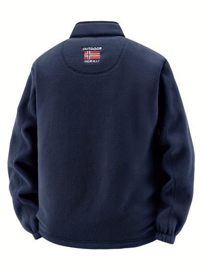 Men's Warm Stand Collar Cardigan Jacket, Honeycomb Heat-Retaining Graphite Lining, Thermal Insulation, Warmer Upper Body, Quality Men's Wear, Warm Lining, Carbon Fiber Technology - Full-Zip Winter Coat, Full-Length Zipper, Ma