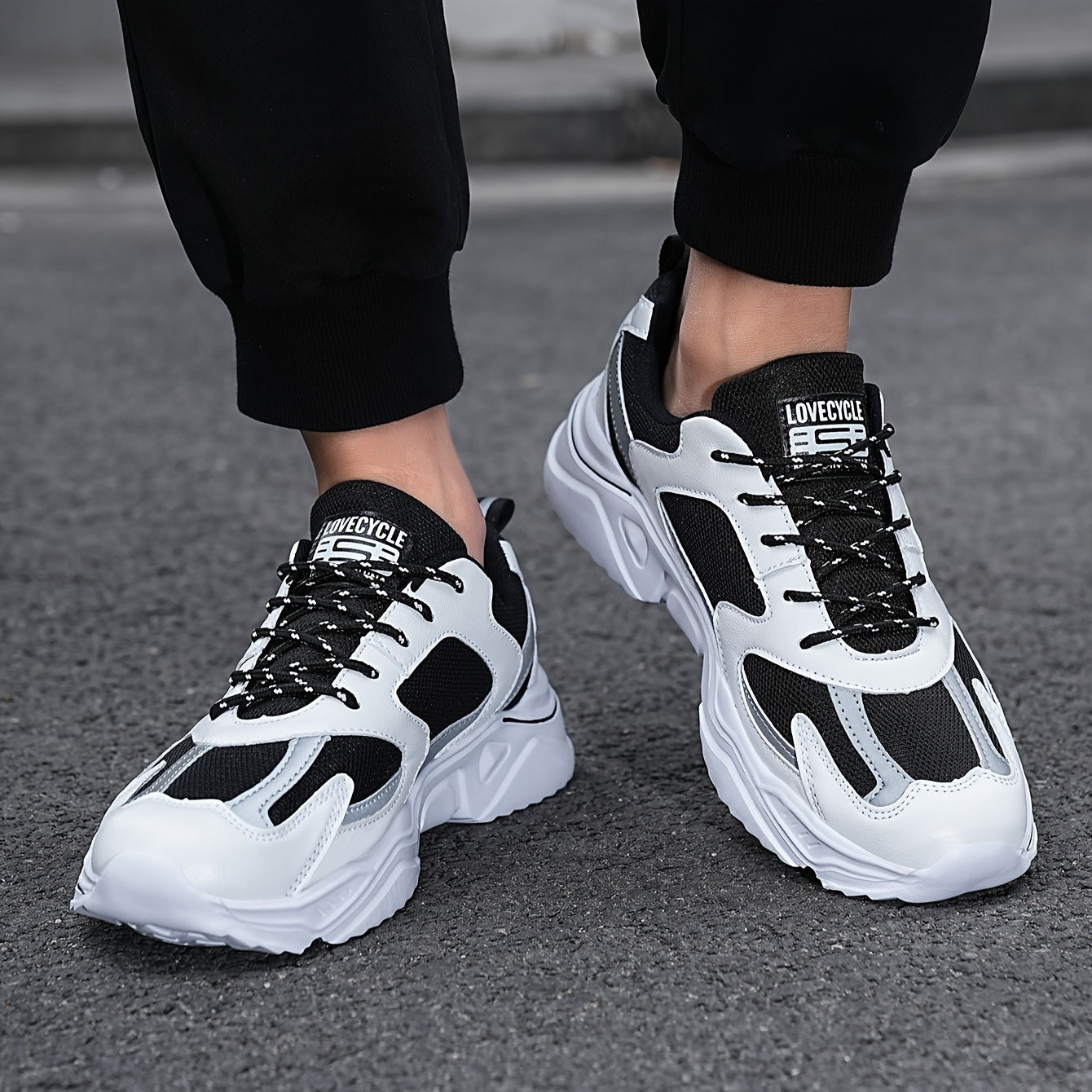 Men's Trendy Chunky Shoes, Comfy Non Slip Lace Up Casual Soft Sole Sneakers For Men's Outdoor Activities