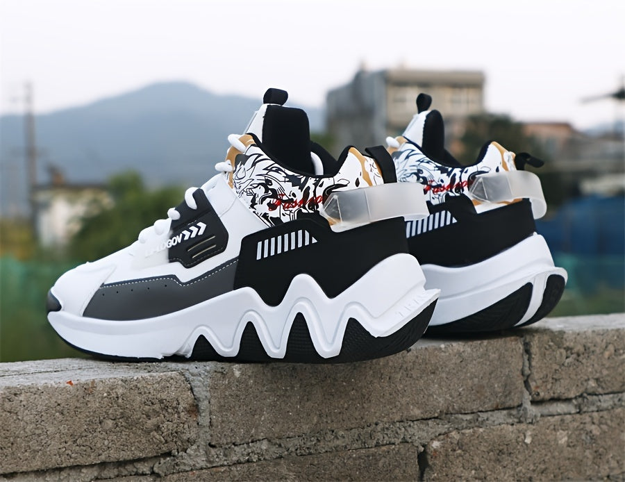 Men'S Stylish High-Top Sneakers with "WOD" Logo - Comfortable, Non-Slip Lace-Up Athletic Shoes for Outdoor Activities, All-Season Wear, Casual Sports Style, Rubber Sole, Fabric Upper, Casual Athletic Shoes   Stylish High Top