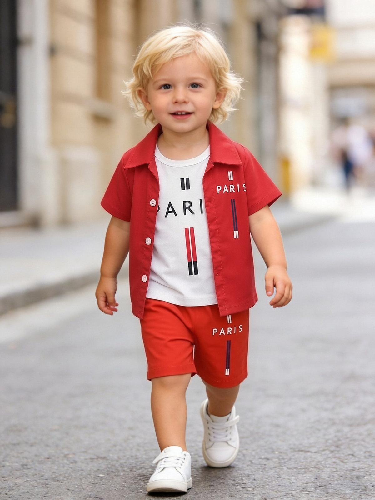 Baby Boy's 3-Piece Spring Summer Set with Paris Print