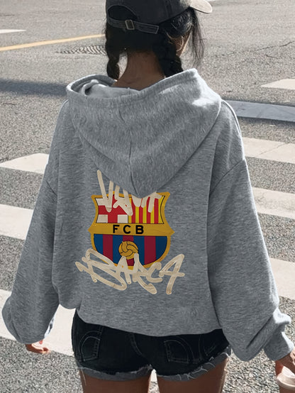 Women's Casual Graphic-Print Hooded Sweatshirt for Fall Winter