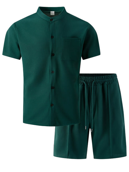 Men's Summer Waffle Knit 3-in-1 Set with Shorts and Pants