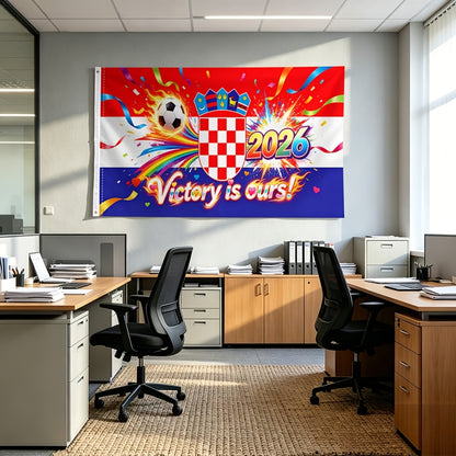 Croatia 2026 Football Flag - Vibrant, Fade-Resistant Polyester