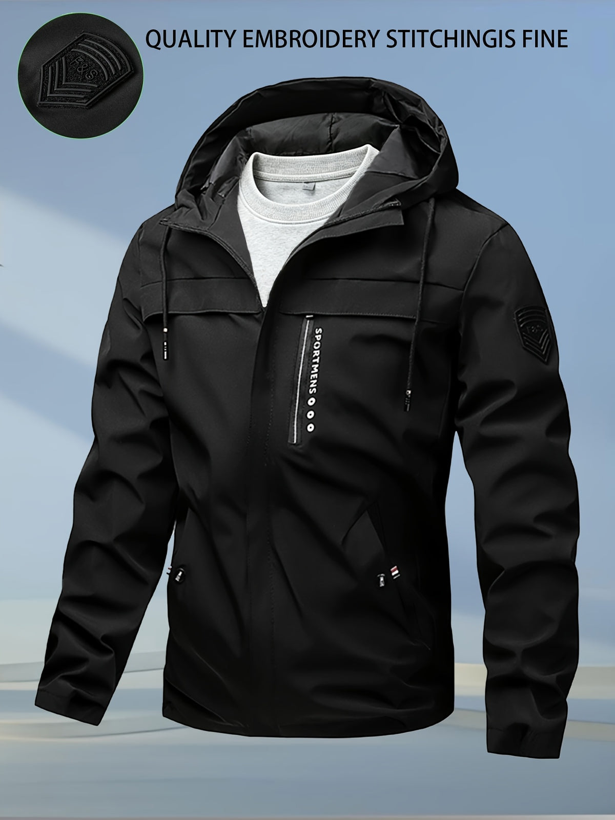 Men's Softshell Hooded Jacket for Outdoor Hiking and Camping