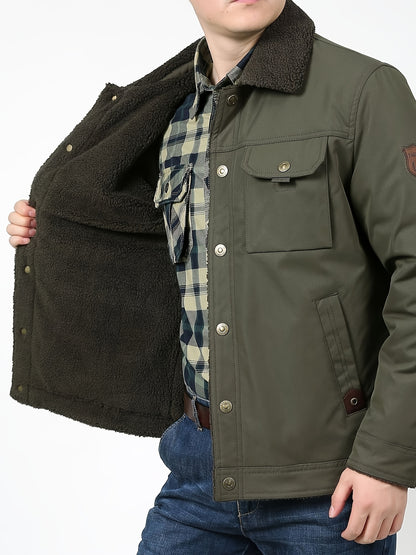 Men's High-End Fashion Casual Versatile Fleece-Lined Thickened Windproof Warm Hooded Winter Jacket