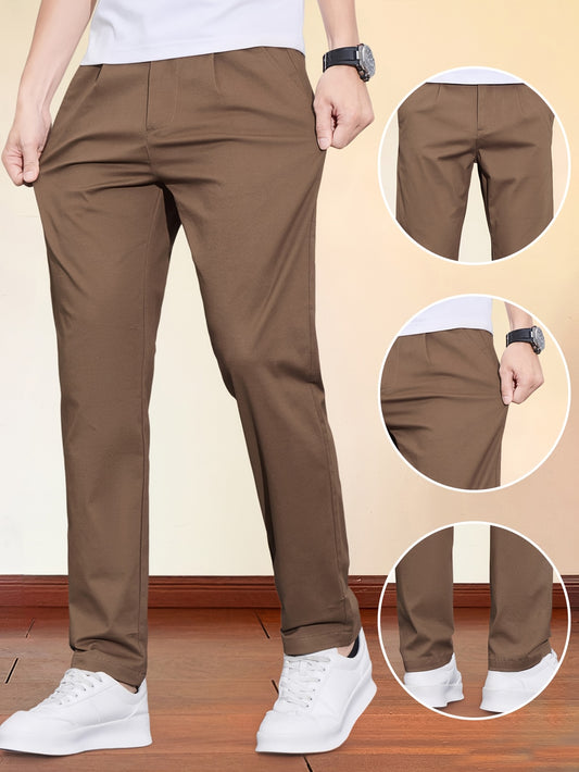 Men's Korean-Style Cotton Blend Casual Trousers for All Seasons