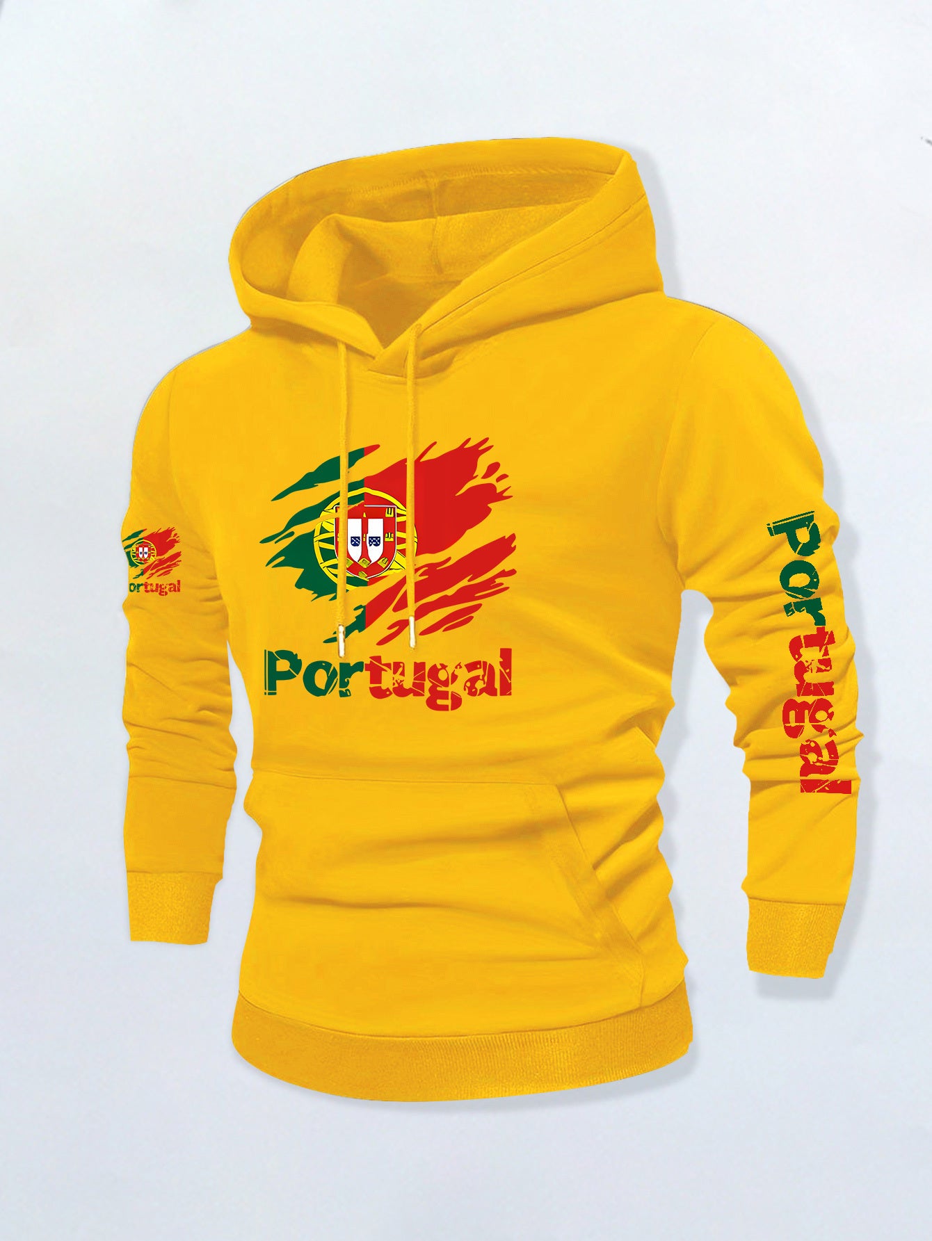 Men’s Portuguese Flag Casual Hoodie with Kangaroo Pocket