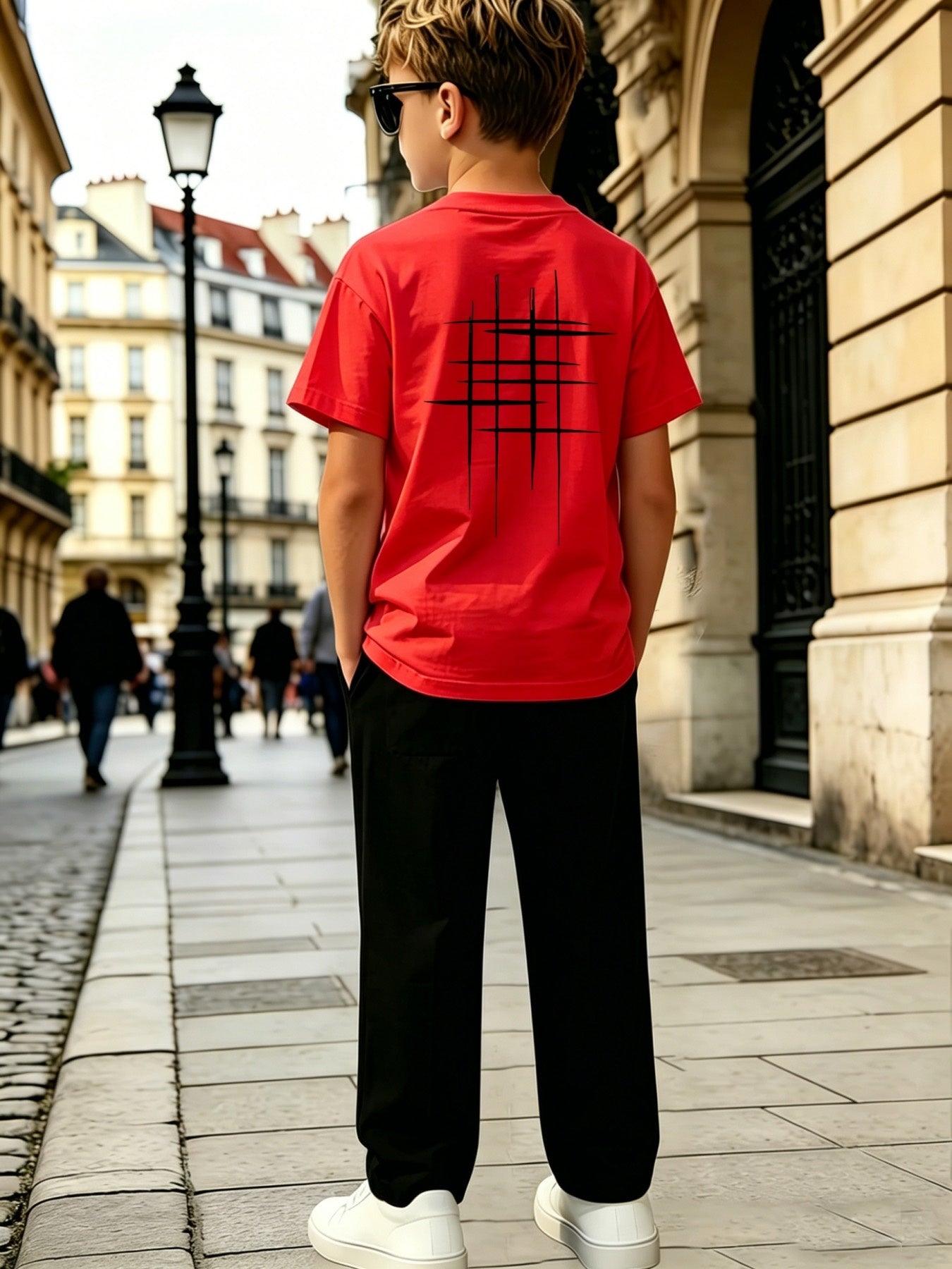 Boys' Casual Geometric Print Short Sleeve & Pants Set