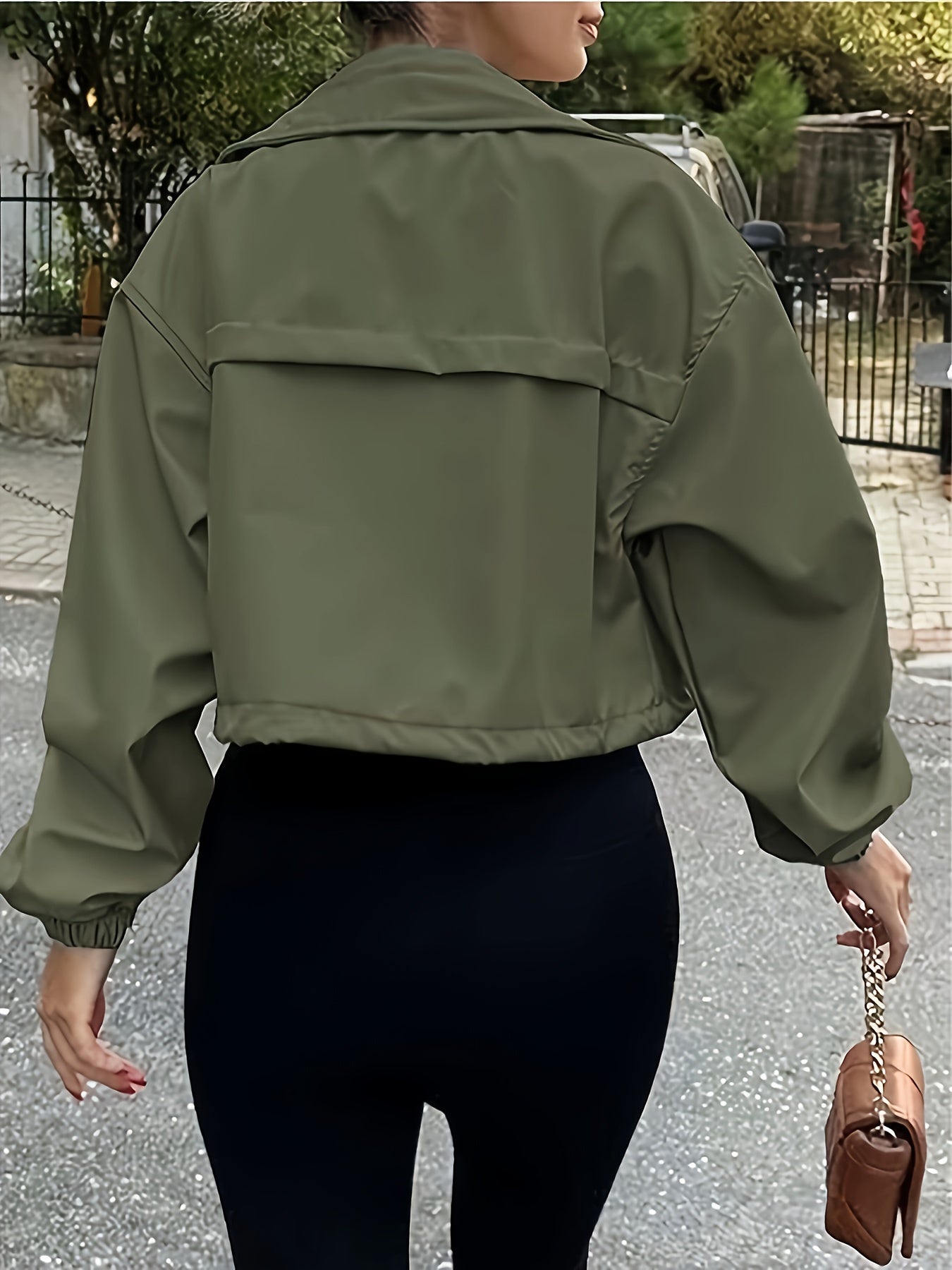 Women's Elegant Fused Lapel Zipper Jacket for Spring Summer