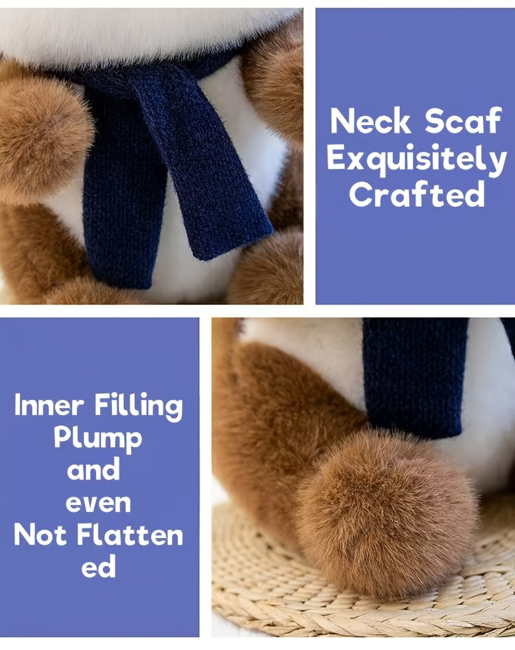 Cute Beret Beaver Plush Toy | Soft Stuffed Animal Doll with Scarf, Adorable Beaver Plushie Birthday Gift for Girls and Children, Polyester Fiber, and Dark Brown